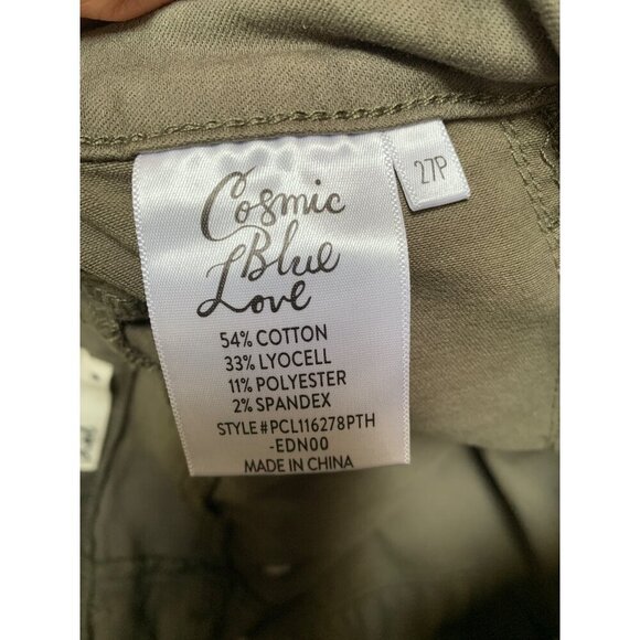 Cosmic Blue Love Womens Olive Green Cargo Pants Size 27 - Picture 4 of 4